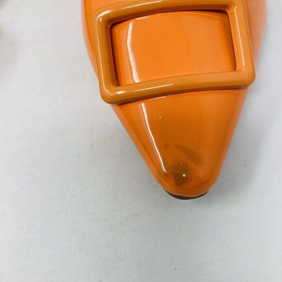 ASOS Legendary Pointed Ballet Flats Patent Orange Spring Summer Shoes US 9 - Picture 7 of 13